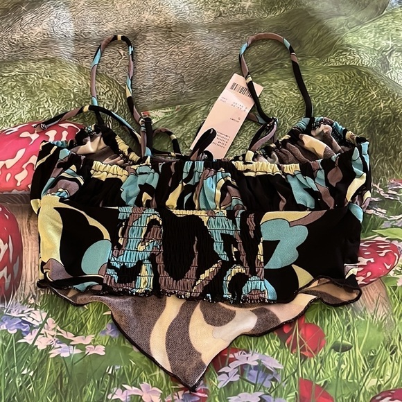 UO Capri Hanky Hem Cami, Black/Blue, Small, NWT - Picture 12 of 12